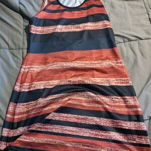 Striped Sleeveless Dress - Black and Red